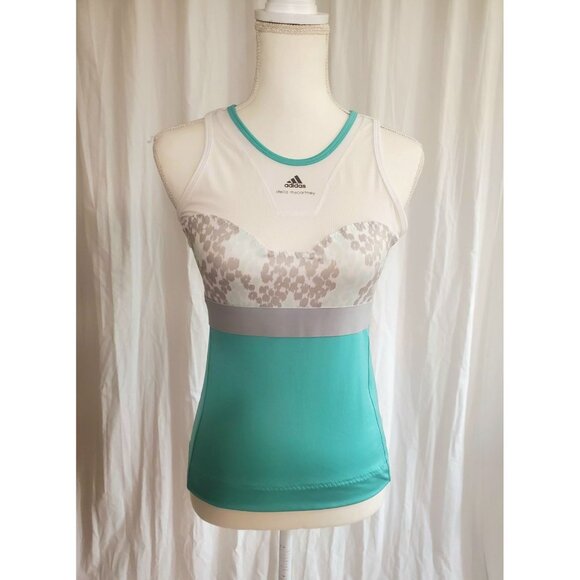 Women Adidas Stella McCartney Sz 0 White Tennis Tank Top Preppy Cutout Althletic - Picture 2 of 13